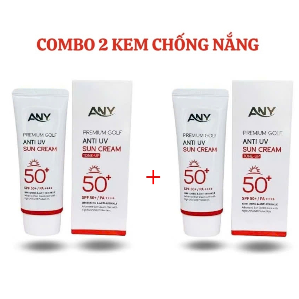 [2Tuýp+ Tặng 2Nạ] Kem Chống Nắng Any Hàn Quốc 60ml Premium Golf Anti UV SPF 50+ ( Nâng tông, trắng da, không bết)
