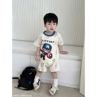 Bộ Bé Trai Cotton Co Giãn 4 Chiều Hình Siêu Anh Hùng – Đồ Hè Thoáng Mát Cho Bé 9–26kg