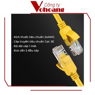 Cáp mạng LAN 1M đúc sẵn 2 đầu chuẩn Cat 5E 24AWG (màu ngẫu nhiên)