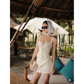 𝐏𝐡𝐢𝐞𝐧 𝐖𝐆𝐖𝐄 | (Sẵn) w8685 Set Chấm bi Áo 2 Dây Đan Trước Chân Váy Chữ A Có Quần trong