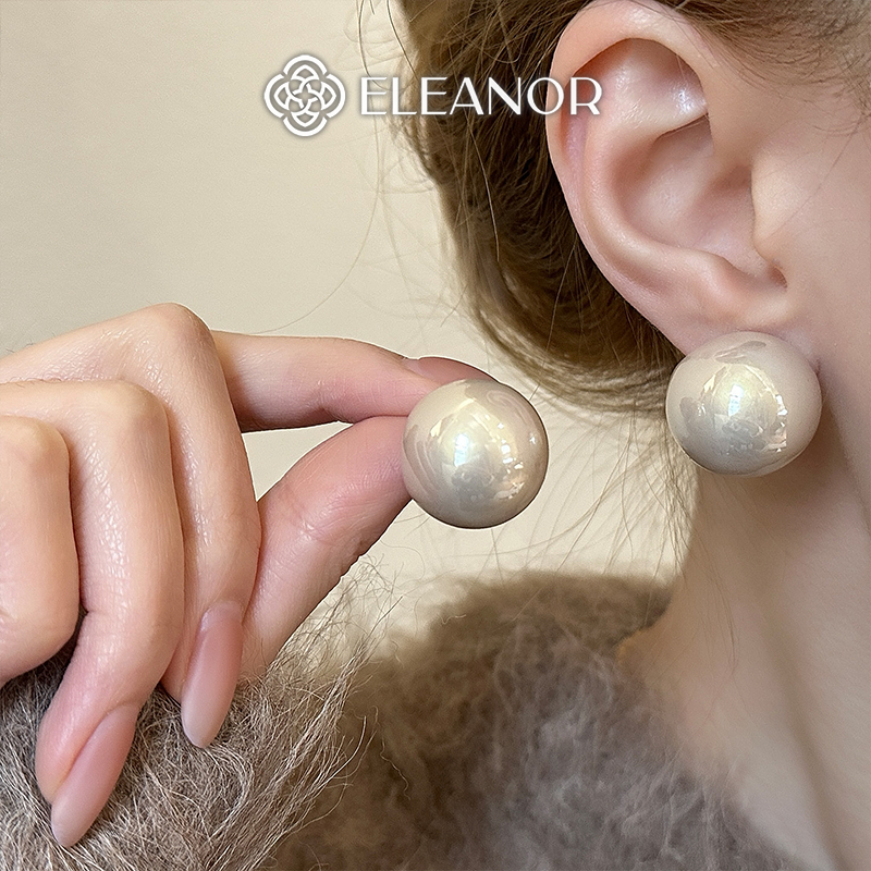 Bông tai nữ chuôi bạc 925 Eleanor Accessories hình tròn bản to phụ kiện trang sức khuyên tai 11678