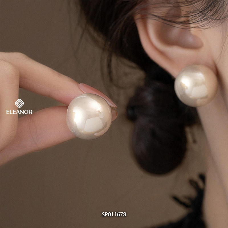 Bông tai nữ chuôi bạc 925 Eleanor Accessories hình tròn bản to phụ kiện trang sức khuyên tai 11678