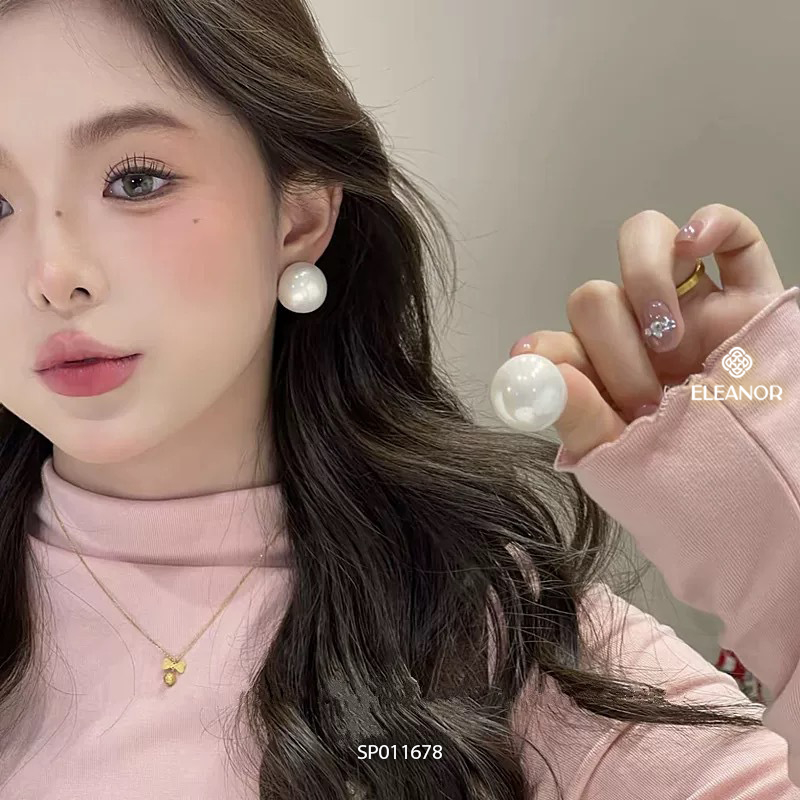 Bông tai nữ chuôi bạc 925 Eleanor Accessories hình tròn bản to phụ kiện trang sức khuyên tai 11678