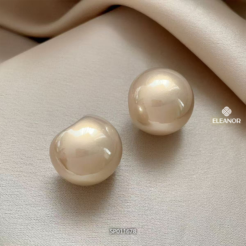 Bông tai nữ chuôi bạc 925 Eleanor Accessories hình tròn bản to phụ kiện trang sức khuyên tai 11678