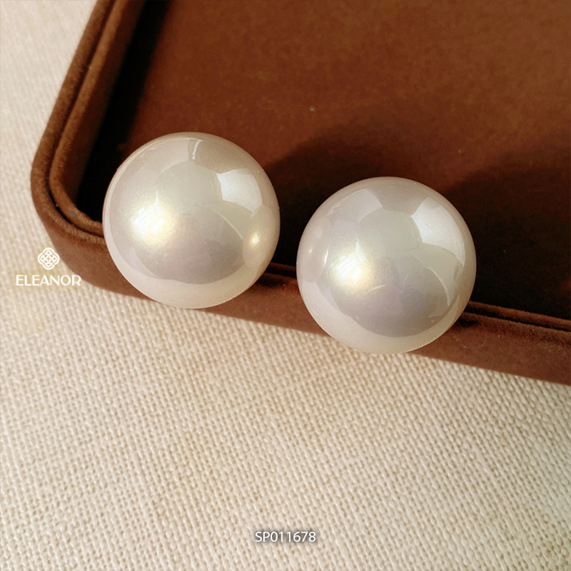 Bông tai nữ chuôi bạc 925 Eleanor Accessories hình tròn bản to phụ kiện trang sức khuyên tai 11678
