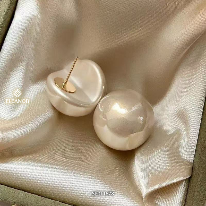 Bông tai nữ chuôi bạc 925 Eleanor Accessories hình tròn bản to phụ kiện trang sức khuyên tai 11678