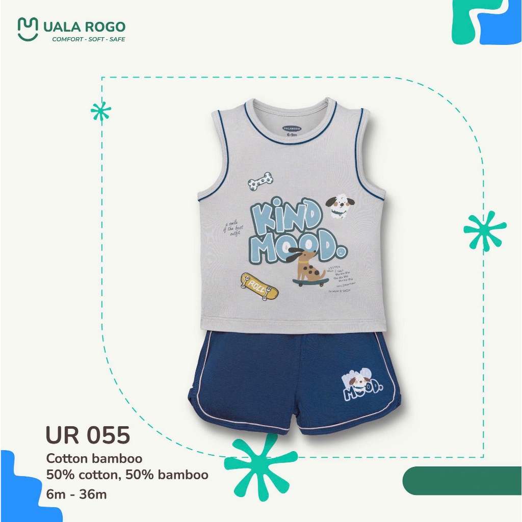 (6,5-16kg, 6-36M) Bộ Ba Lỗ Thoáng Mát Uala Rogo Cho Bé UR067 UR498 UR2192 UR056 UR055 UR068 UR072