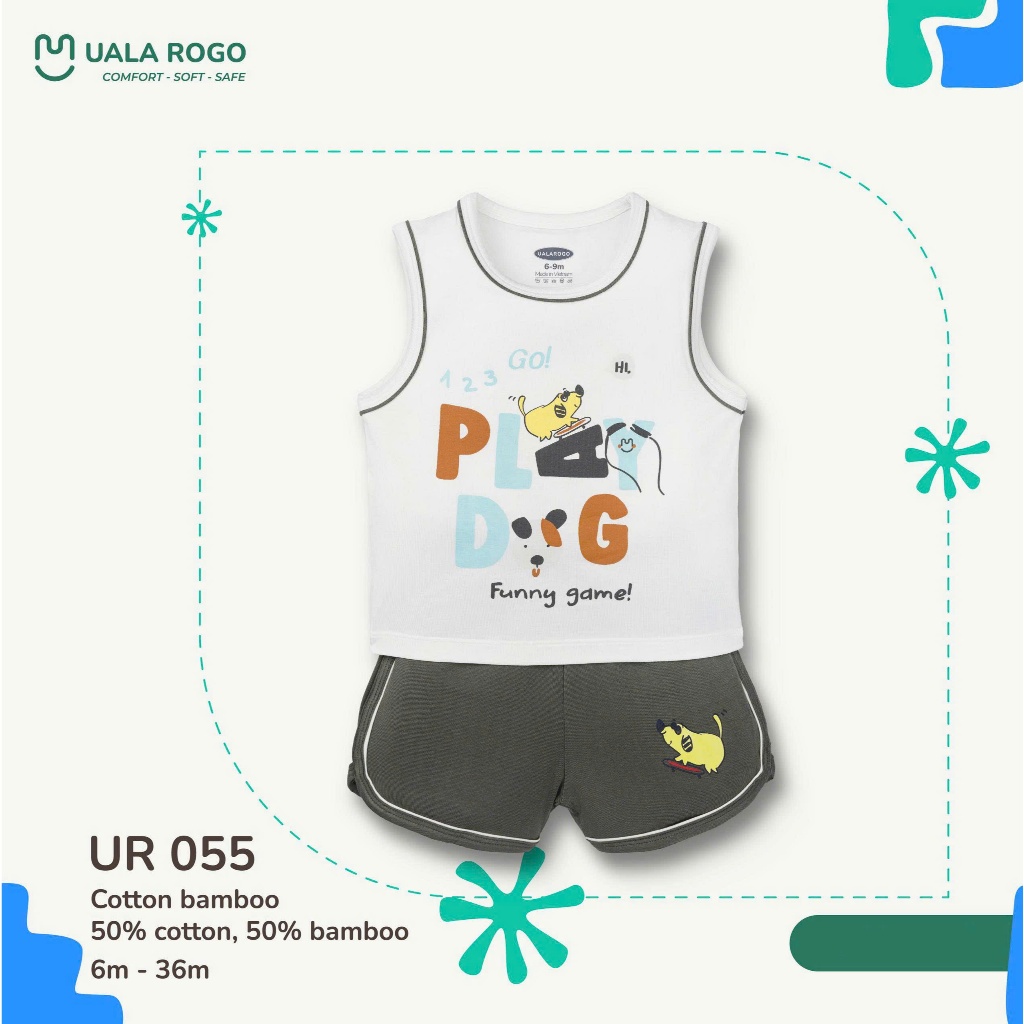 (6,5-16kg, 6-36M) Bộ Ba Lỗ Thoáng Mát Uala Rogo Cho Bé UR067 UR498 UR2192 UR056 UR055 UR068 UR072