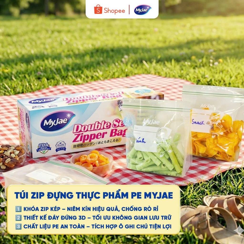 COMBO [1 zip+1 bo chun+1 túi giữ nhiệt] Bộ sản phẩm Bảo Quản Thực Phẩm An Toàn, Tiện Lợi