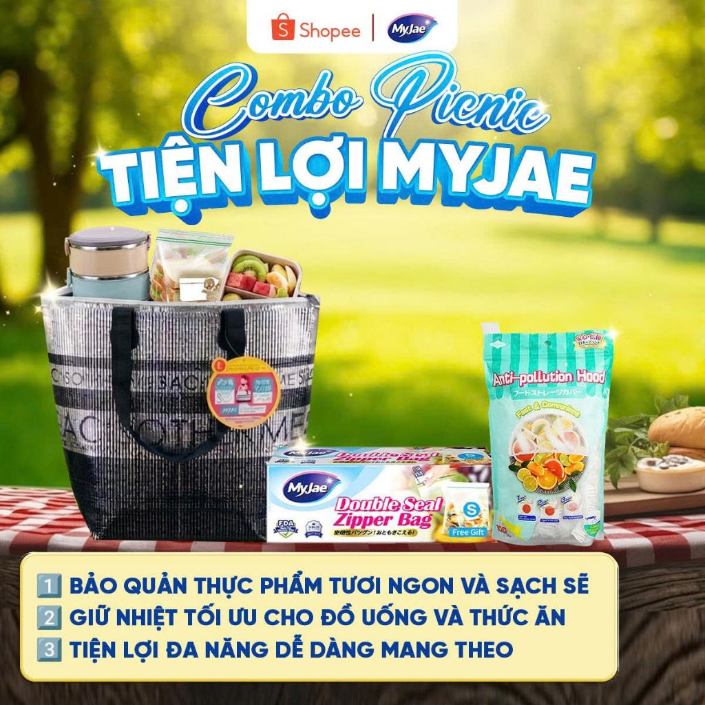 COMBO [1 zip+1 bo chun+1 túi giữ nhiệt] Bộ sản phẩm Bảo Quản Thực Phẩm An Toàn, Tiện Lợi