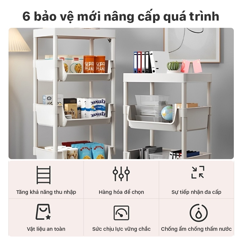 GiantMeng - Kệ đa năng 5 tầng có bánh xe, kệ nhà bếp phòng khách, kệ đựng sách vở đồ chơi mỹ phẩm