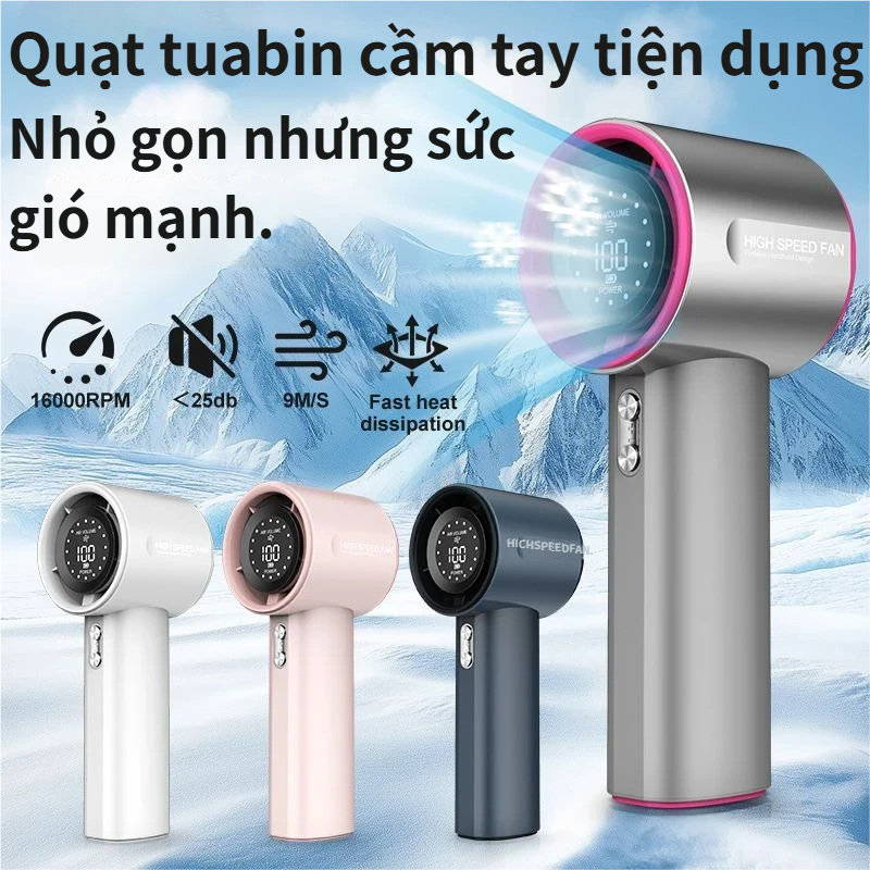 Quạt cầm tay tốc độ cao mới S001 - 100 cấp gió,nhỏ gọn tiện lợi,Pin 4000mAh,sạc USB, tuabin tăng áp,màn hình LED rõ nét