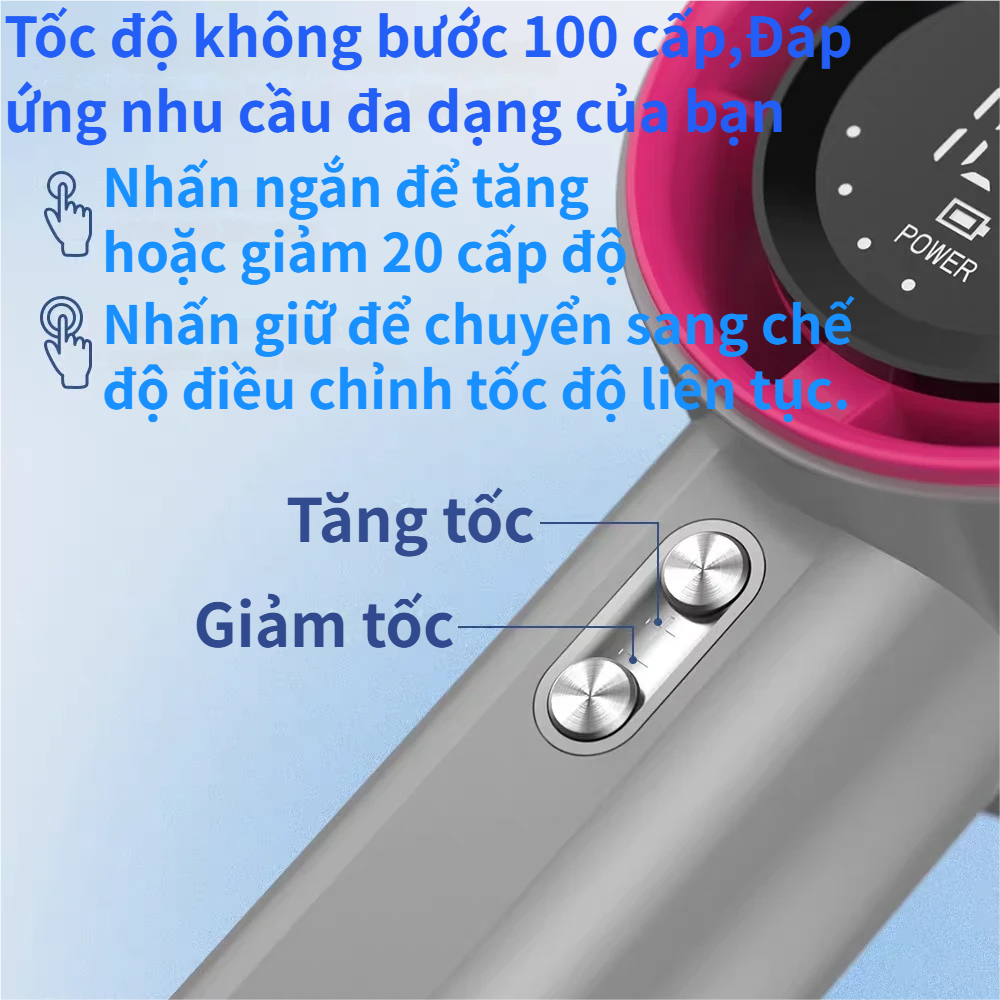 Quạt cầm tay tốc độ cao mới S001 - 100 cấp gió,nhỏ gọn tiện lợi,Pin 4000mAh,sạc USB, tuabin tăng áp,màn hình LED rõ nét