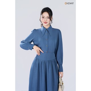 Set Đồ Nữ 𝐂𝐂𝐇𝐀𝐓 Dáng Xòe Giulia Cổ Đức Chất Liệu Đũi Mềm Mát 25BDD9046XT