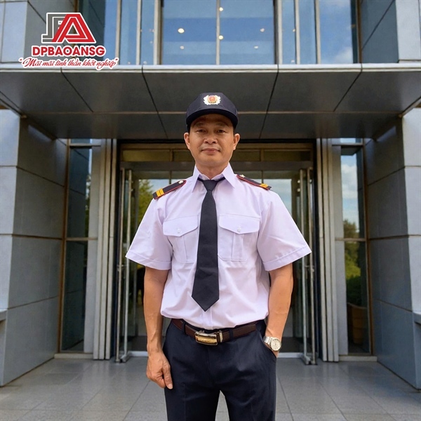 Áo Bảo Vệ Ngắn Tay Màu Xanh - Trắng, Đồng Phục  Bảo Vệ Vải Dày Mát Form Gọn Gàng, Chuyên Nghiệp