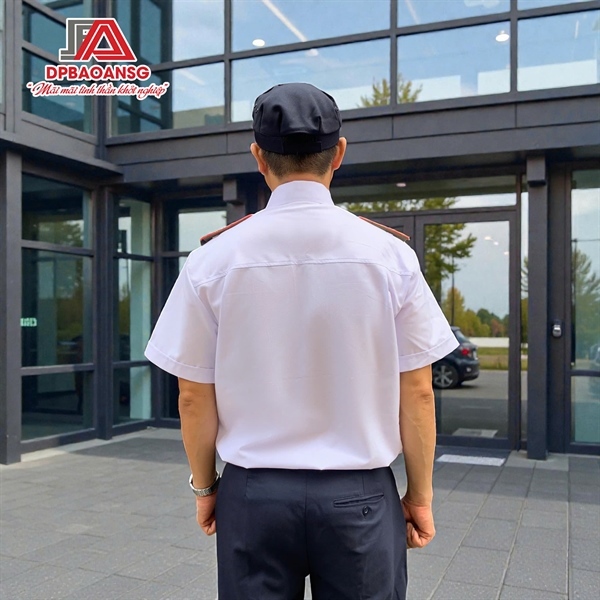 Áo Bảo Vệ Ngắn Tay Màu Xanh - Trắng, Đồng Phục  Bảo Vệ Vải Dày Mát Form Gọn Gàng, Chuyên Nghiệp