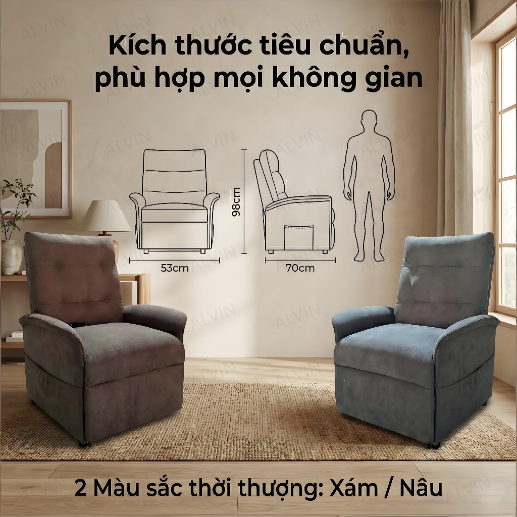 ALVIN Ghế sofa Điều chỉnh độ cao bằng điện tựa lưng điều chỉnh được Khả năng chịu tải cực mạnh Ổn định vượt trội | BigBuy360 - bigbuy360.vn