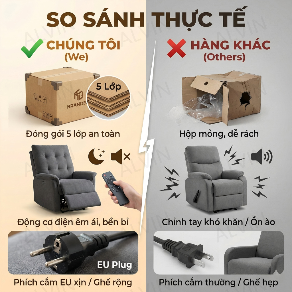 ALVIN Ghế sofa Điều chỉnh độ cao bằng điện tựa lưng điều chỉnh được Khả năng chịu tải cực mạnh Ổn định vượt trội | BigBuy360 - bigbuy360.vn