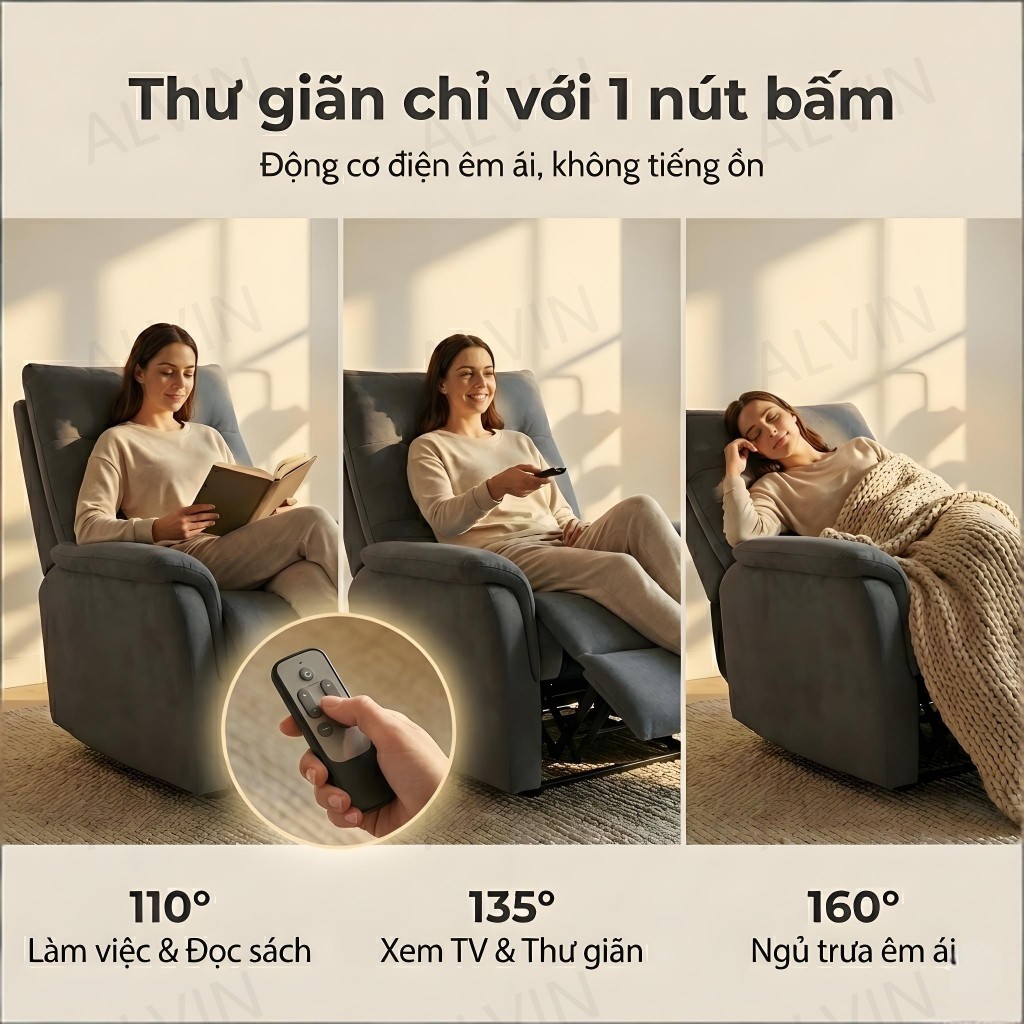 ALVIN Ghế sofa Điều chỉnh độ cao bằng điện tựa lưng điều chỉnh được Khả năng chịu tải cực mạnh Ổn định vượt trội | BigBuy360 - bigbuy360.vn