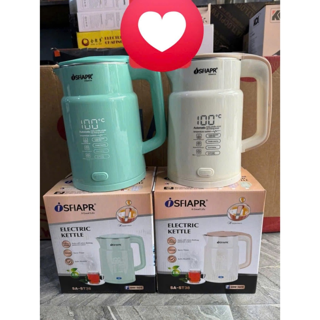 K68_Ấm siêu tốc SFIAPR Tay Cầm Chống Bỏng, Dung Tích Lớn ( GIAO MÀU NGẪU NHIÊN)