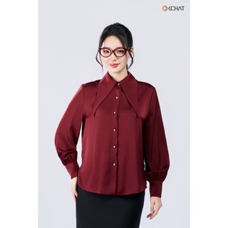 Áo Sơ Mi Nữ 𝐂𝐂𝐇𝐀𝐓 Dáng Suông Kiểu Calla Cổ Nơ Dài Chất Liệu Lụa Mềm Mại 25FDL2021ST