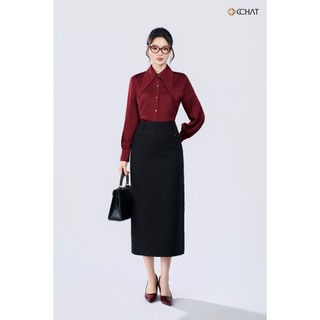Áo Sơ Mi Nữ 𝐂𝐂𝐇𝐀𝐓 Dáng Suông Kiểu Calla Cổ Nơ Dài Chất Liệu Lụa Mềm Mại 25FDL2021ST