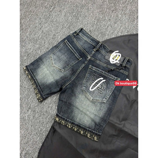 Quần short jean nam dáng ngố wash nhẹ, phối họa tiết túi sau thời trang cao cấp,vải dày mềm co giãn nhẹ