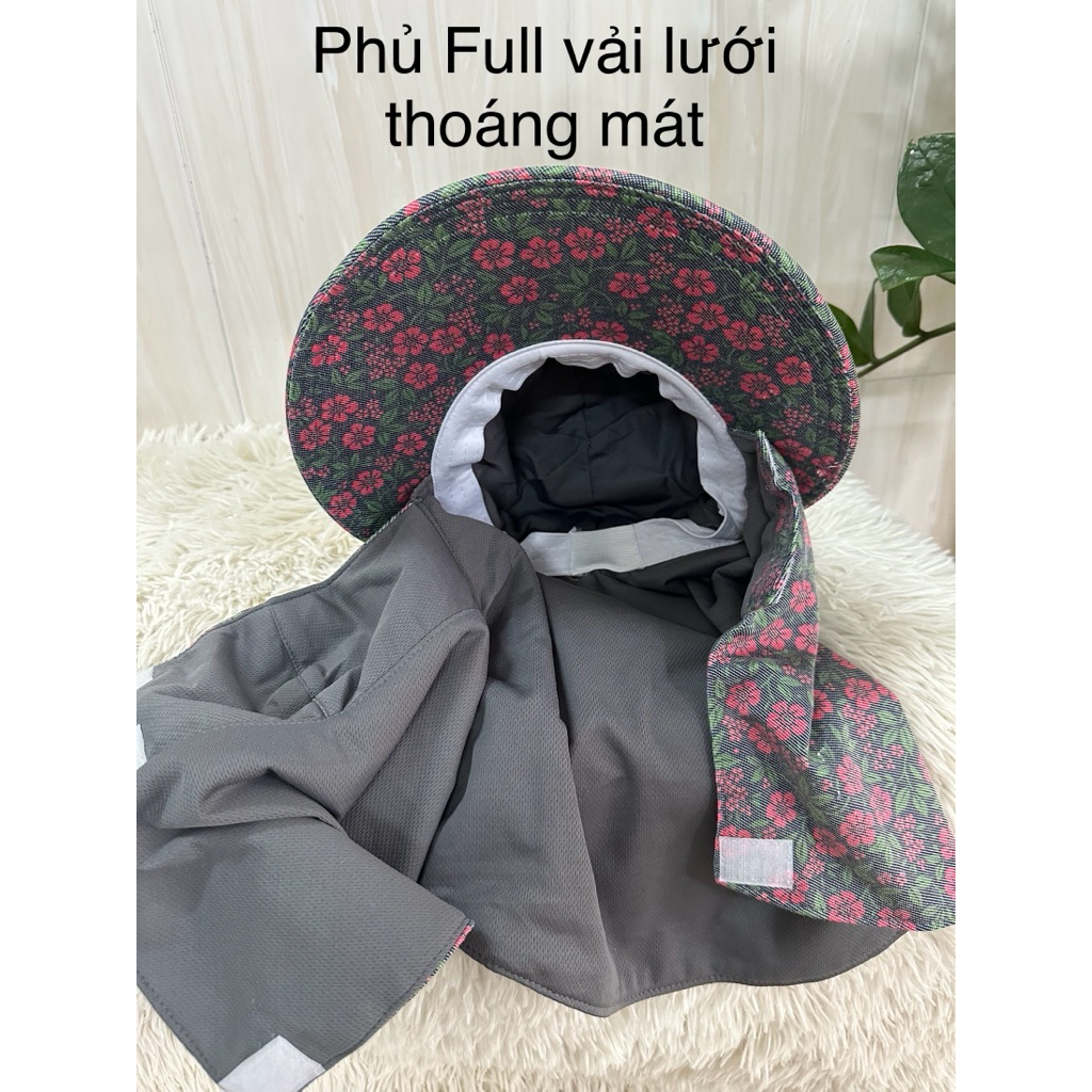 Nón Mũ Chống Nắng Vải 3D Mát Cao Cấp Vành To, Miếng Dán/ Dây Kéo, Freesize