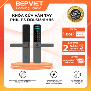 Khóa cửa vân tay Philips DDL615-5HBS [Hàng chính hãng, nhiều tính năng]