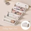 Túi đựng đồ trang điểm da PU gấp gọn tiện lợi, túi đựng đồ makeup 4 ngăn nhỏ tháo rời