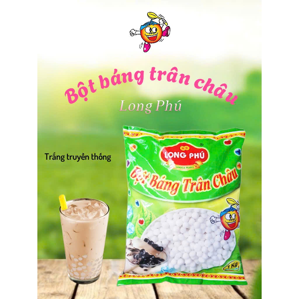 Bột Báng Trân Châu Hương Trái Cây 3 Màu Long Phú gói 1kg - Topping, Nguyên Liệu Trà Sữa, Chè.
