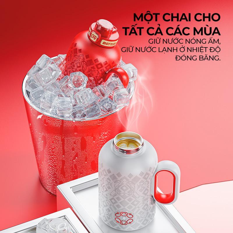 Bottled Joy CoolJoy 0.5L, bình giữ nhiệt inox 316, 2 lớp, giữ nhiệt 12h, có ống hút, phù hợp gym, đạp xe, du lịch.