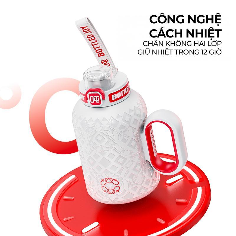 Bottled Joy CoolJoy 0.5L, bình giữ nhiệt inox 316, 2 lớp, giữ nhiệt 12h, có ống hút, phù hợp gym, đạp xe, du lịch.
