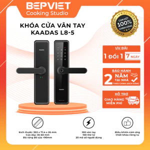 Khóa vân tay cửa gỗ Kaadas L8-5 chính hãng [mở cửa vân tay, mật mã, thẻ từ, chìa cơ]