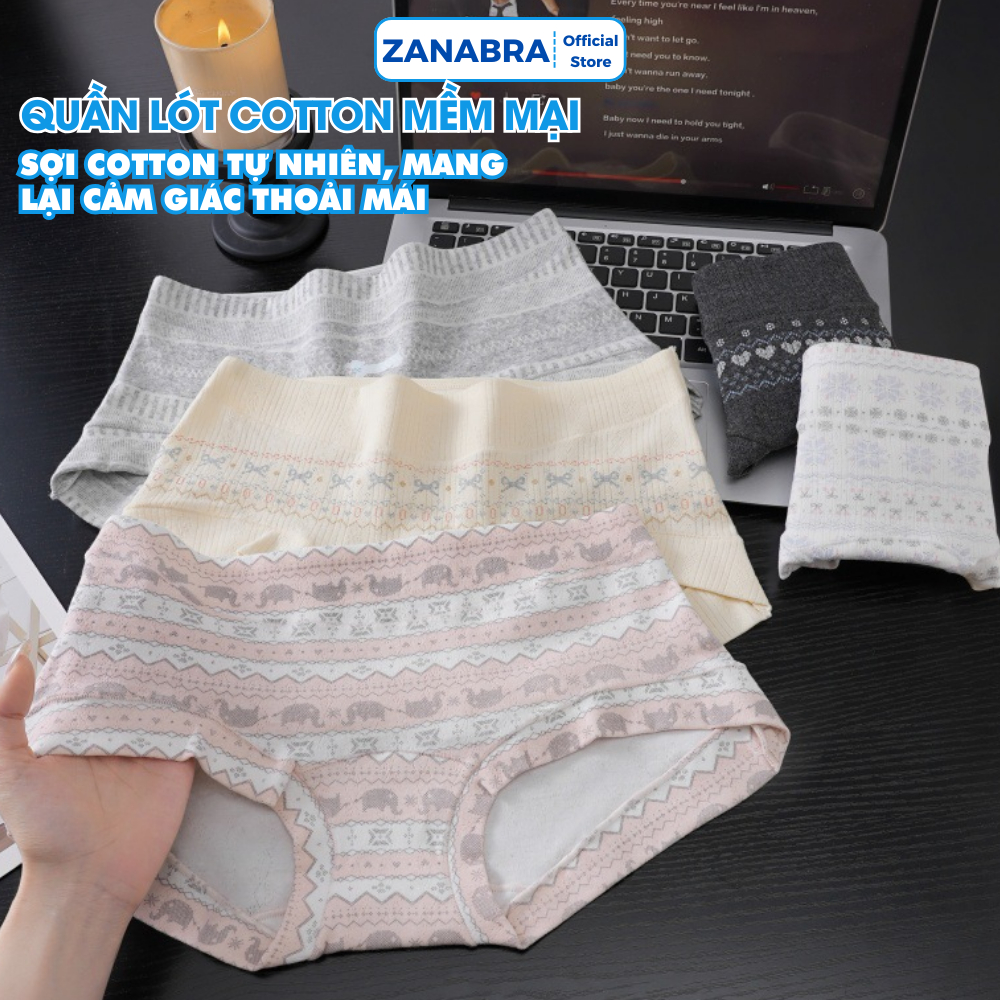 [ Mẫu Mới ] Quần lót nữ cotton nguyên chất co giãn mềm mại, Quần chip nữ đáy kháng khuẩn 10A ZANABRA L5296