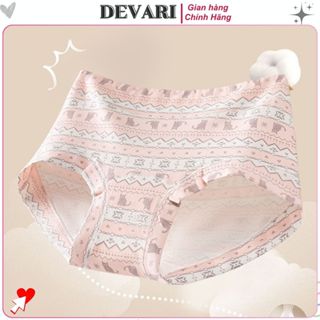 Quần lót nữ cotton cao cấp dáng boxer đáy lót nâng cấp dài kháng khuẩn họa tiết Bắc Âu DEVARI L5296