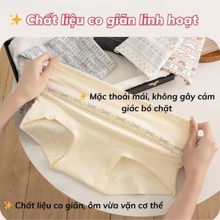 Quần lót nữ cotton cao cấp dáng boxer đáy lót nâng cấp dài kháng khuẩn họa tiết Bắc Âu DEVARI L5296