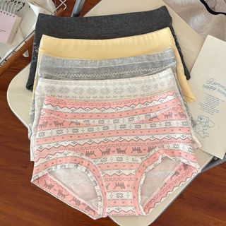 Quần lót nữ cotton cao cấp dáng boxer đáy lót nâng cấp dài kháng khuẩn họa tiết Bắc Âu DEVARI L5296