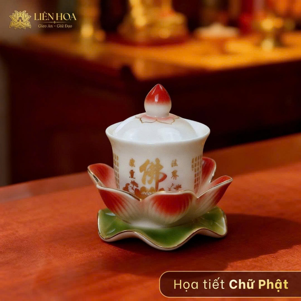 Ly Nước Thờ Phật Đế Hoa Sen Gốm Sứ Cao Cấp | Ly Nước Bàn Thờ, Ly Nước Cúng Họa Tiết Quan Âm Đại Bi