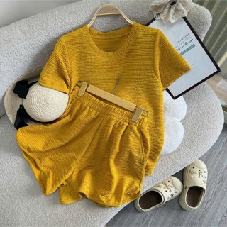 Set đồ NHỎ CLOTHING bigsize nữ tay ngắn cổ tròn kèm quần đùi ống rộng lưng thun co giãn chất xốp nhật trẻ trung SET821