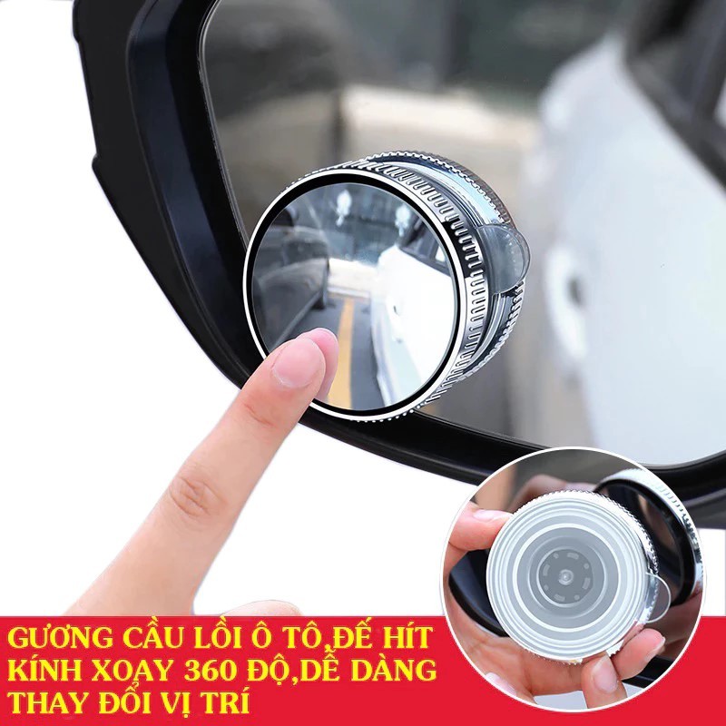 GƯƠNG CẦU LỒI HÍT KÍNH CAO CẤP XOAY 360, Hạn Chế Điểm Mù Khi Lái Xe, Giúp Quan Sát Giao Thông Dễ Dàng An Toàn