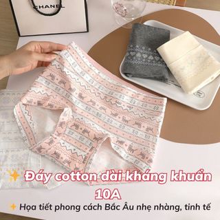 Quần lót nữ boxer cotton cao cấp cạp vừa tôn dáng ôm mông họa tiết xinh xắn phong cách Bắc Âu L5296