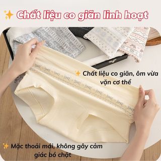 Quần lót nữ boxer cotton cao cấp cạp vừa tôn dáng ôm mông họa tiết xinh xắn phong cách Bắc Âu L5296