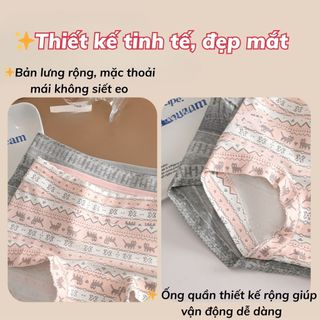 Quần lót nữ boxer cotton cao cấp cạp vừa tôn dáng ôm mông họa tiết xinh xắn phong cách Bắc Âu L5296