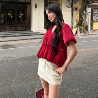 (HAVANA) Chân váy miniskirt HYE kaki mềm basic form A có lót quần bảo hộ #7790 CV436