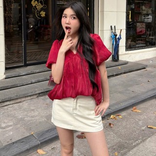 (HAVANA) Chân váy miniskirt HYE kaki mềm basic form A có lót quần bảo hộ #7790 CV436