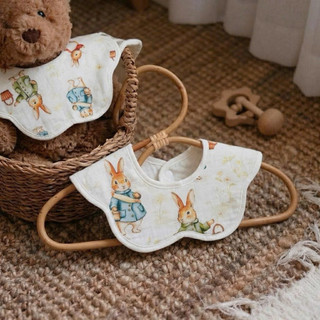 Yếm Cotton Cho Bé Họa Tiết Hoạt Hình Dễ Thương – Yếm Ăn Dặm Sơ Sinh Cổ Hoa / Cổ Vuông Mềm Mại Thấm Hút Tốt