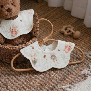 Yếm Cotton Cho Bé Họa Tiết Hoạt Hình Dễ Thương – Yếm Ăn Dặm Sơ Sinh Cổ Hoa / Cổ Vuông Mềm Mại Thấm Hút Tốt