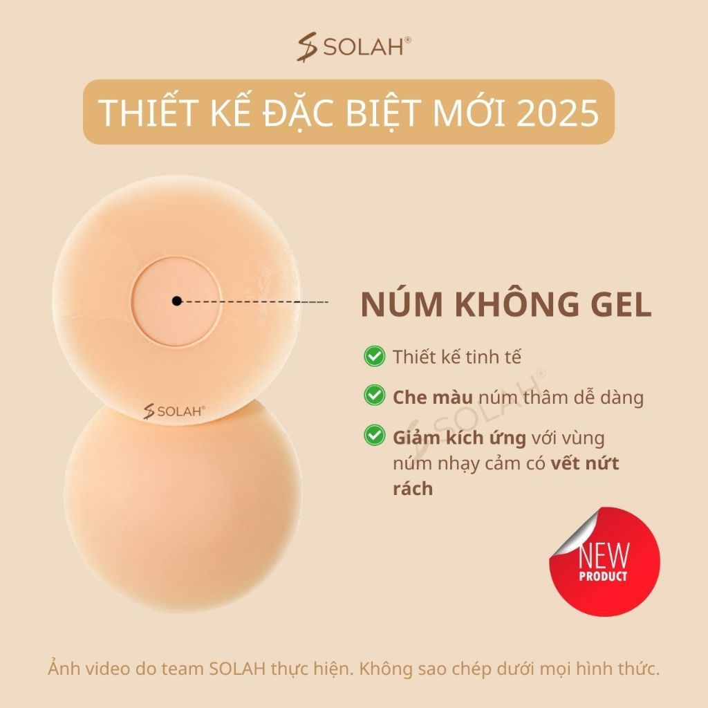 Miếng Dán Ngực Silicone Lỗ To Chống Mồ Hôi SOLAH 4 Màu Có Gel Dính Chắc Mùa Hè Đi Biển Du Lịch NP02