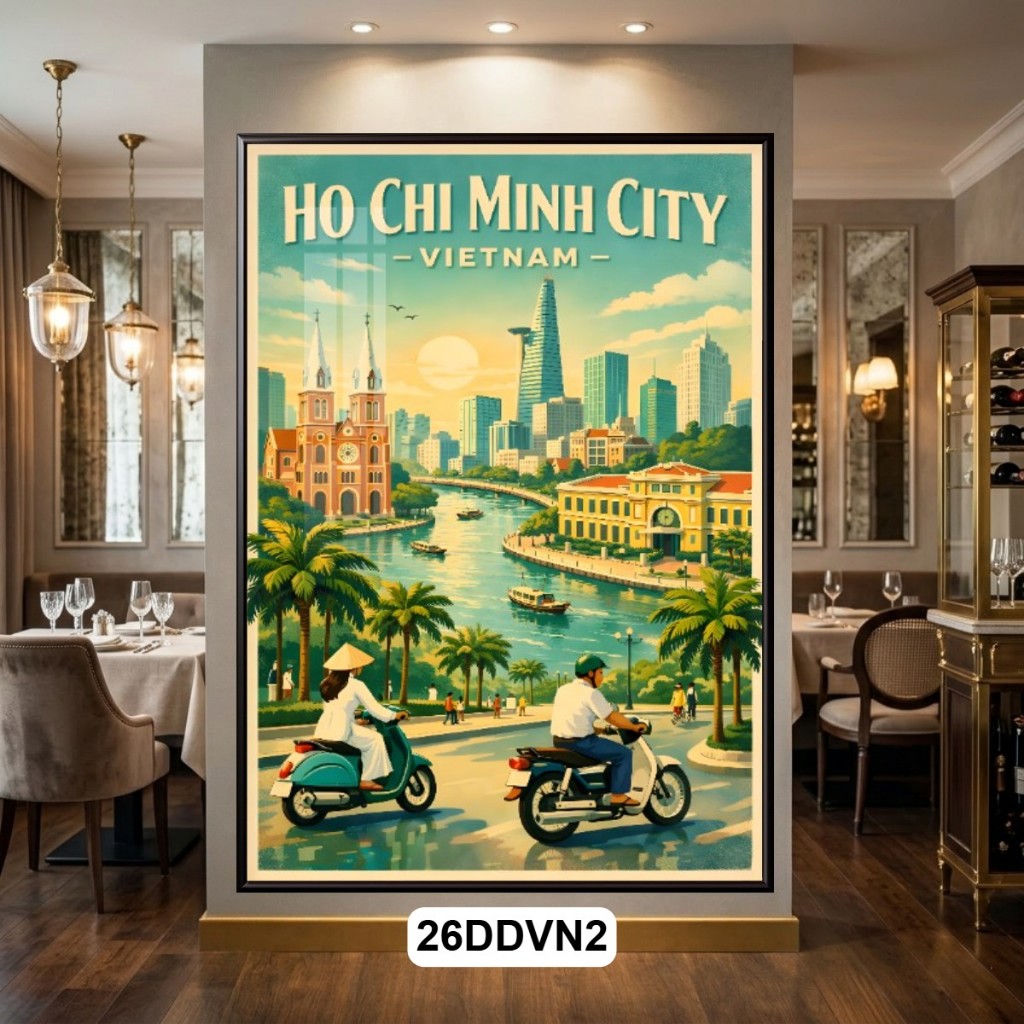 [INBOX THIẾT KẾ ĐỊA DANH] Tranh Treo Tường Poster Vintage Các Địa Danh Du Lịch Nổi Tiếng Của Việt Nam - Tranh Decor Quán